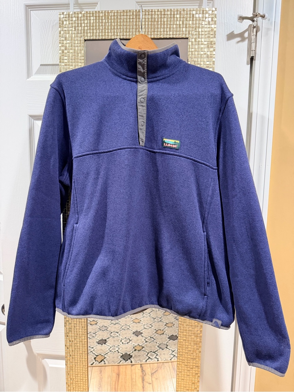 L.L. Bean Deep Blue Snap-Neck Fleece Pullover